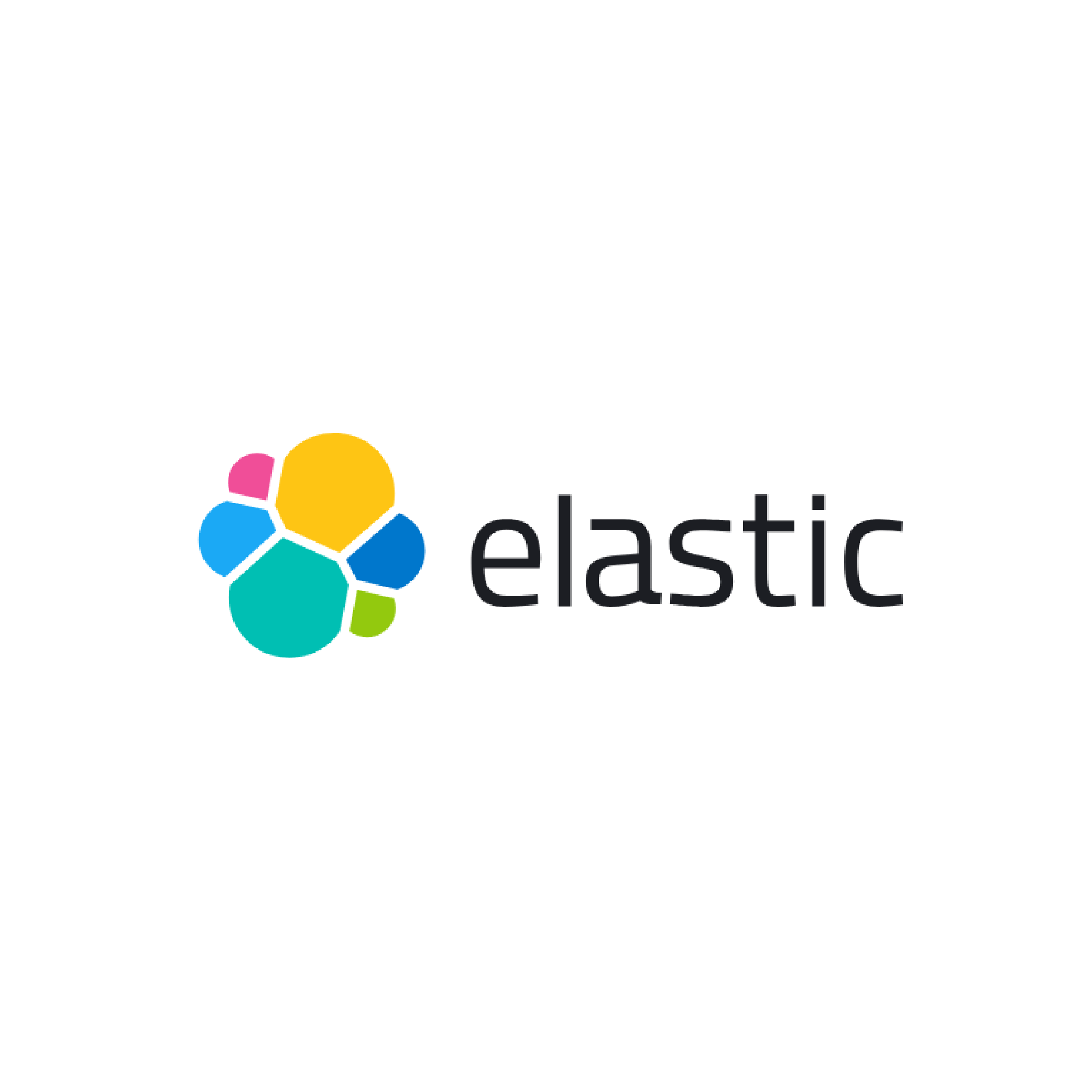 Elastic logo with a multicolored cluster icon and black text - Certinia customer