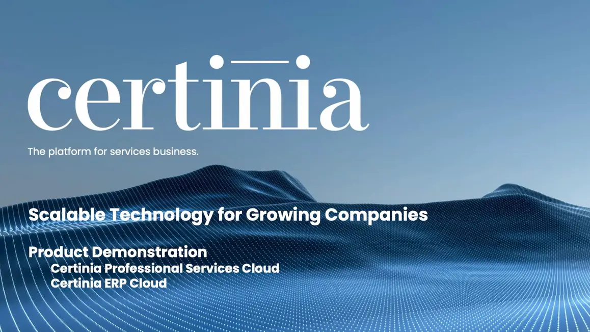 product tour screenshot of professional services cloud and financial management cloud 30 mins