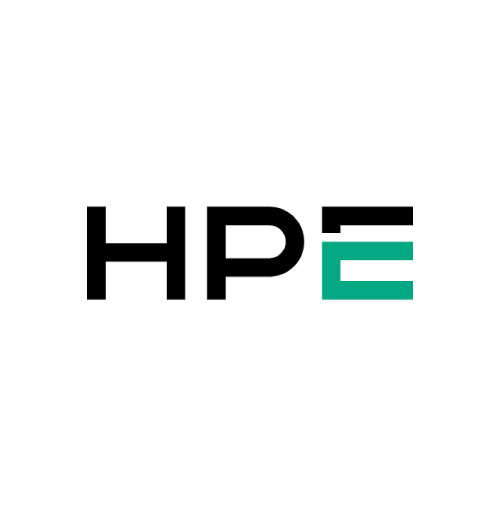 Hewlett Packard Enterprise logo with green rectangle outline and black text - Certinia customer