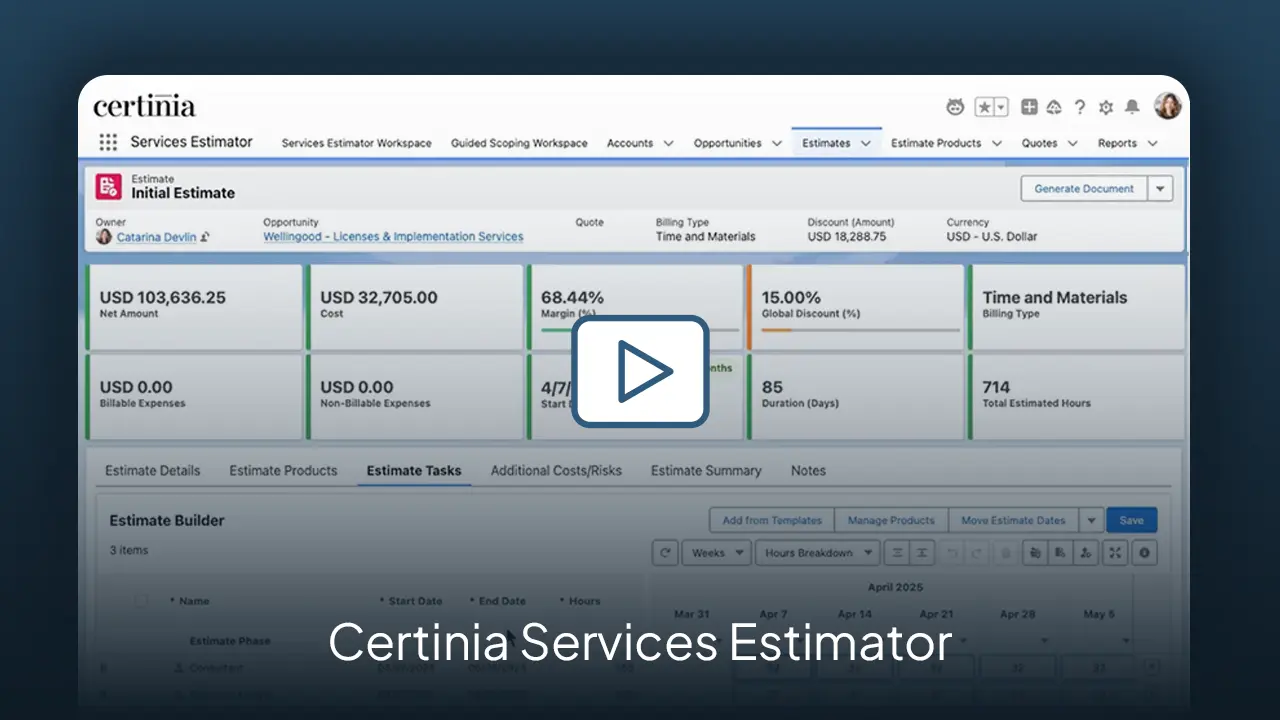 Certinia Services Estimator