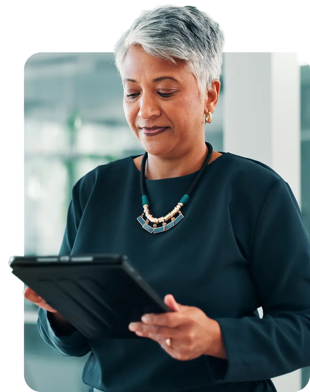 Woman looking at Tablet