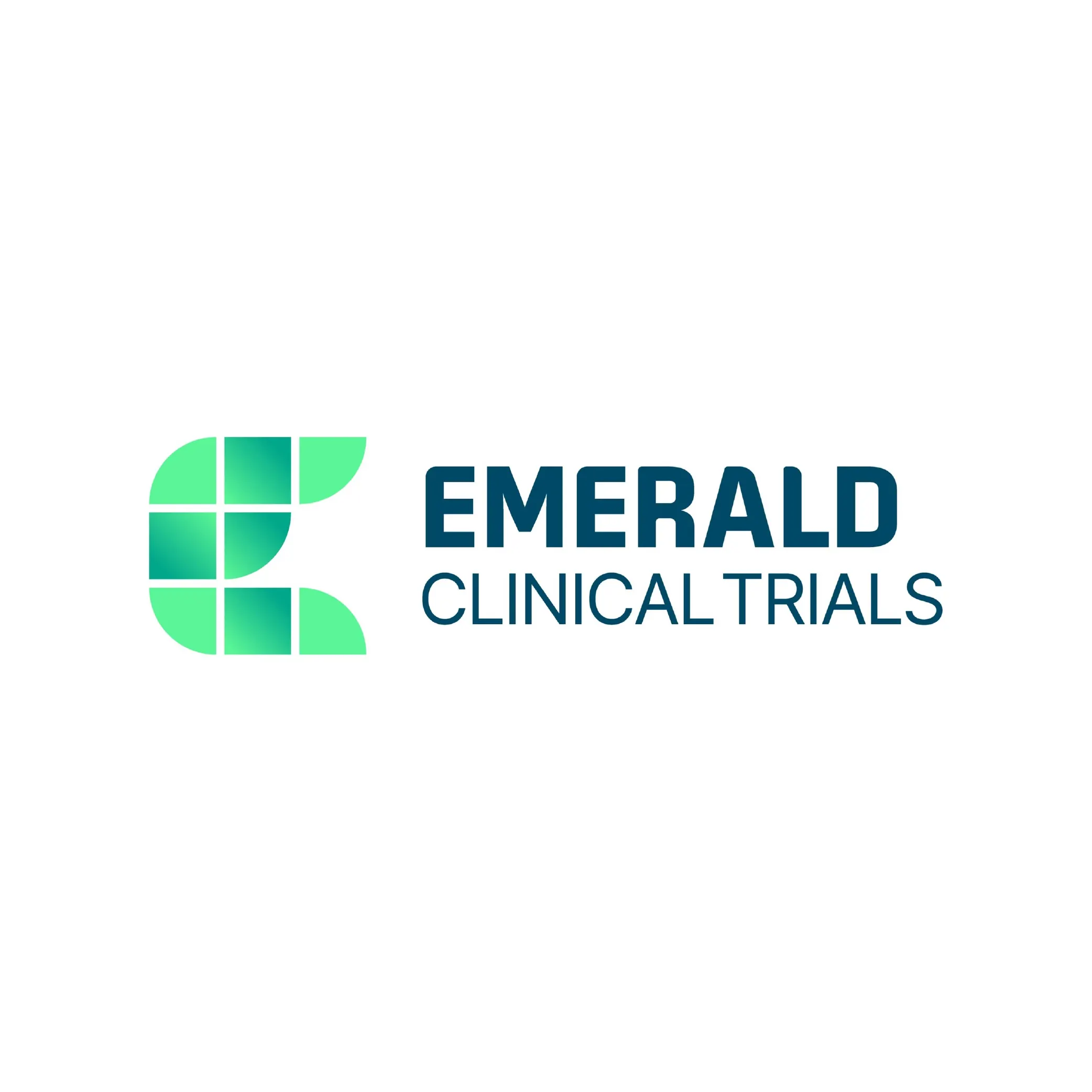 Emerald Clinical Trials logo with a stylized green "E" made of geometric blocks next to the company name - Certinia customer