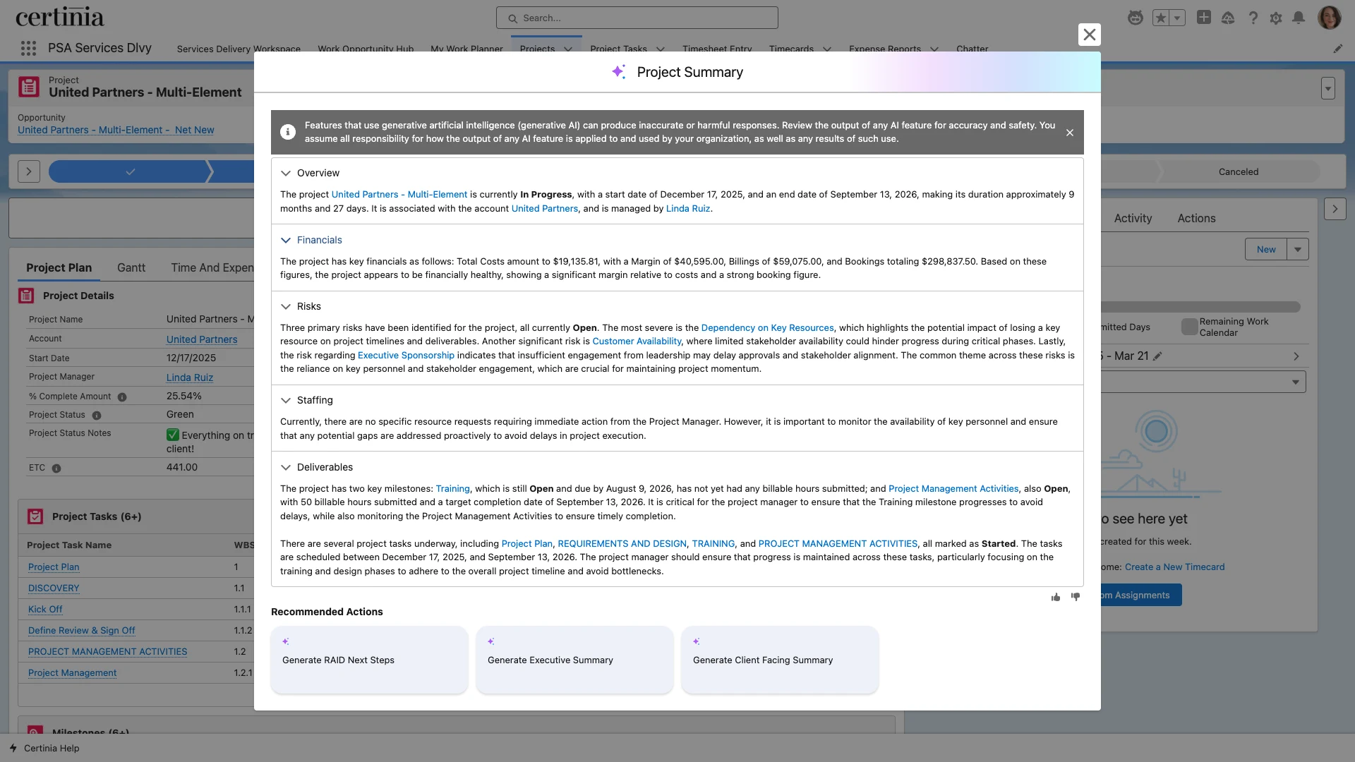 Certinia Spring 2026 Release - SCREENSHOT - Project Summary.webp