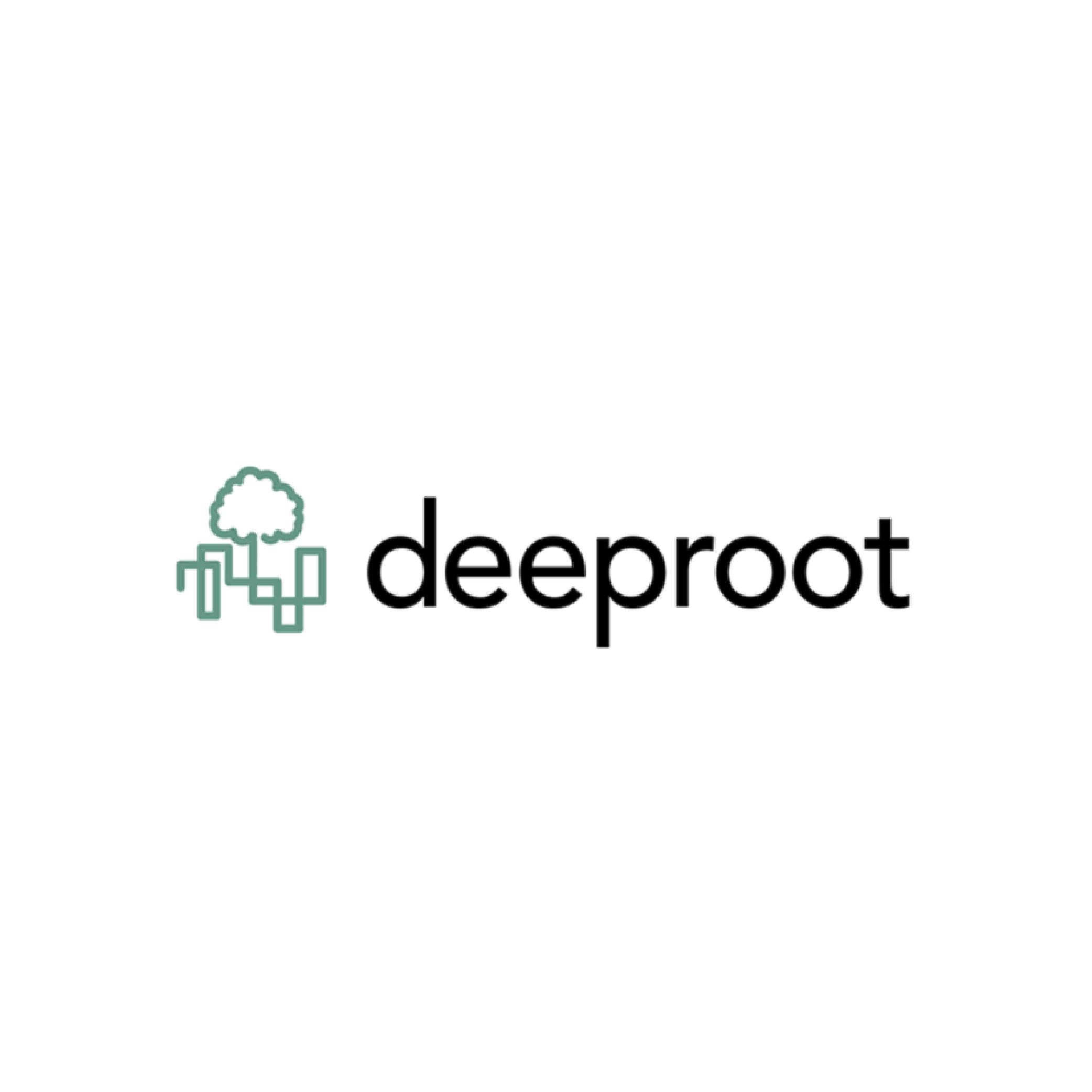 Deeproot logo with a minimalist green tree icon next to black lowercase text - Certinia customer