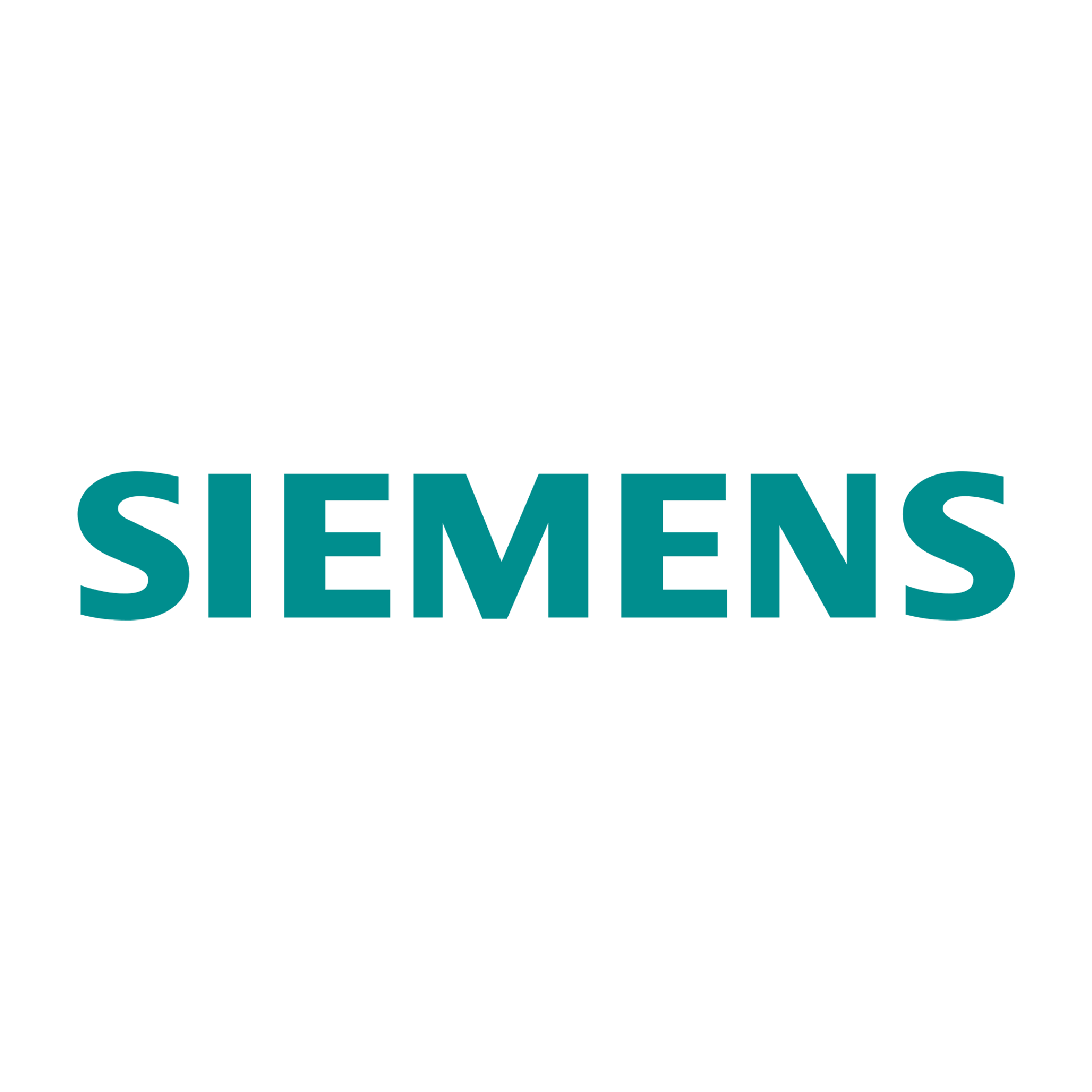 Siemens logo in bold turquoise uppercase letters - Certinia customer
